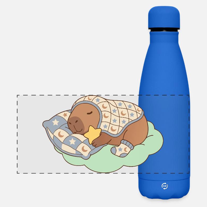 Cozy Sleeping Capybara Kawaii Aesthetic Good Night - Matte Panoramic Thermal Bottle 500 ml - royal blue