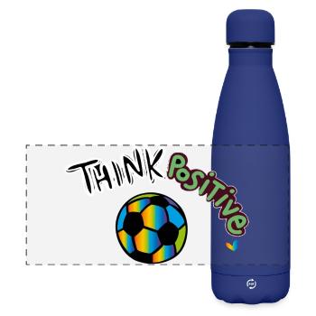 Think Positive Fußball - Matte Panorama Isolierflasche 500 ml - Dunkelblau  - Vorne