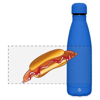 Hot Dog Wurst Brötchen Ketchup Fast Food Junk BBQ - Matte Panorama Isolierflasche 500 ml - Königsblau - Vorne