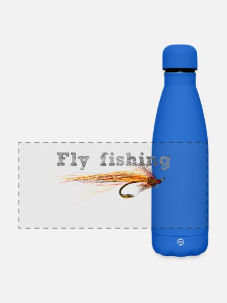 Fly fishing - Matte Panorama Isolierflasche 500 ml - Königsblau