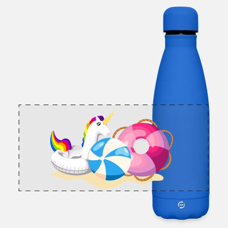Unicorn Beach Party Summer - Matte Panoramic Thermal Bottle 500 ml - royal blue