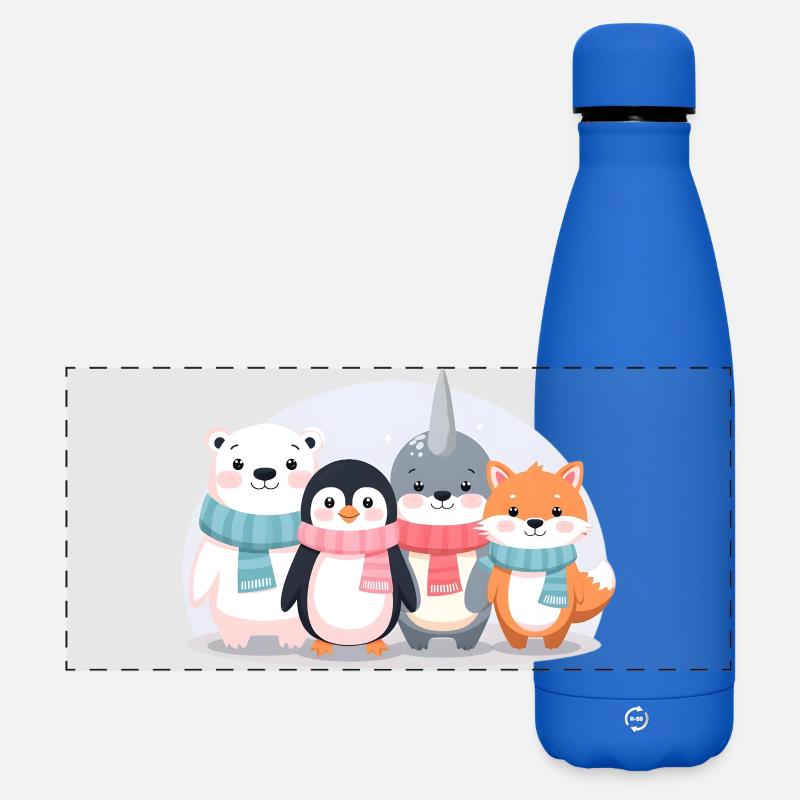 Cute Winter Animals Shirts Kids - Matte Panoramic Thermal Bottle 500 ml - royal blue