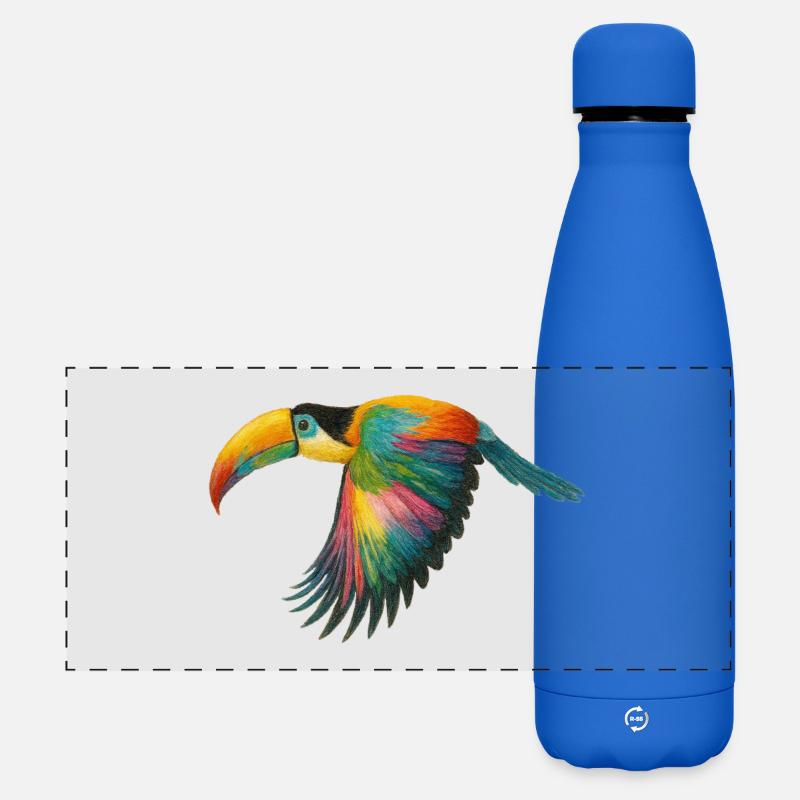 Rainbow Parrot Pattern - Matte Panoramic Thermal Bottle 500 ml - royal blue