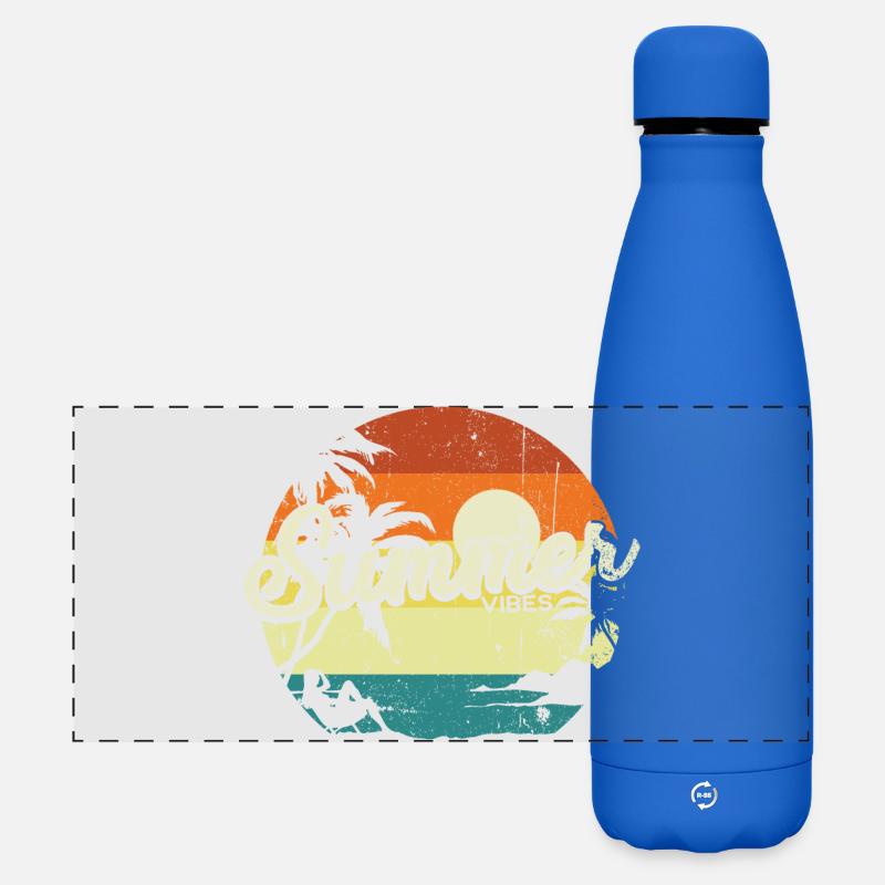 Summer Vibes Sunset Retro - Matte Panoramic Thermal Bottle 500 ml - royal blue