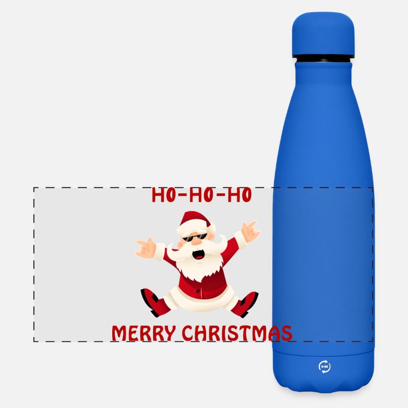 Fröhlicher springender Santa - Matte Panorama Isolierflasche 500 ml - Königsblau
