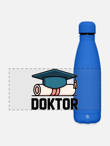 Doktorhut Urkunde – Abschluss, Promotion, Geschenk - Matte Panorama Isolierflasche 500 ml - Königsblau