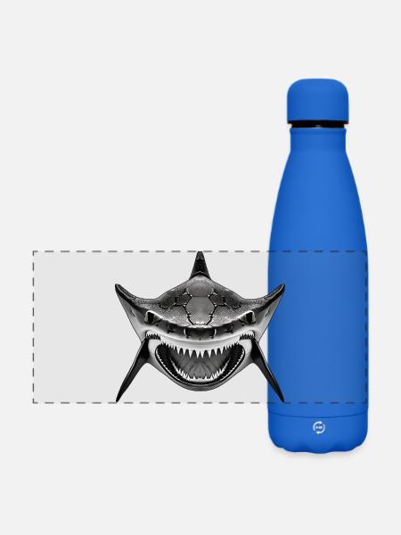 Hai mit offenem Maul - Matte Panorama Isolierflasche 500 ml - Königsblau