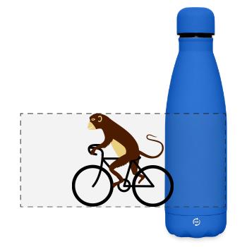 Affe fährt Fahrrad - Matte Panorama Isolierflasche 500 ml - Königsblau - Vorne