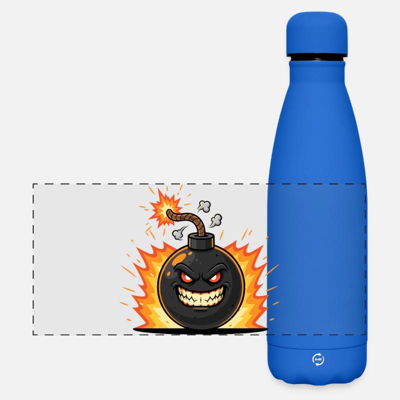 Explosives Grinsen Bombe - Matte Panorama Isolierflasche 500 ml - Königsblau