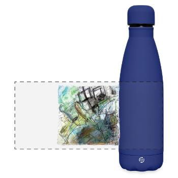 Airplane - Matte Panorama Isolierflasche 500 ml - Dunkelblau  - Vorne