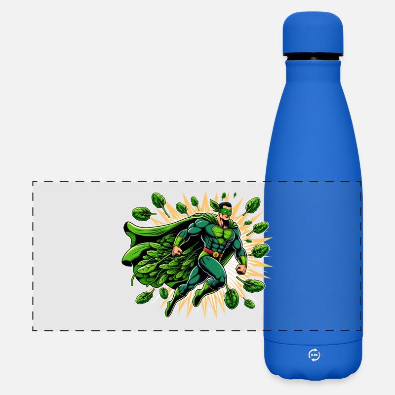 Spinachman: Leaf of Justice - Matte Panoramic Thermal Bottle 500 ml - royal blue