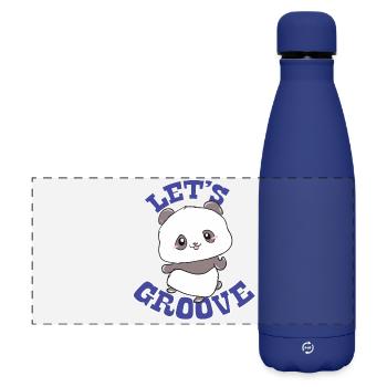 Panda - Lass Grooven - Matte Panorama Isolierflasche 500 ml - Dunkelblau  - Vorne