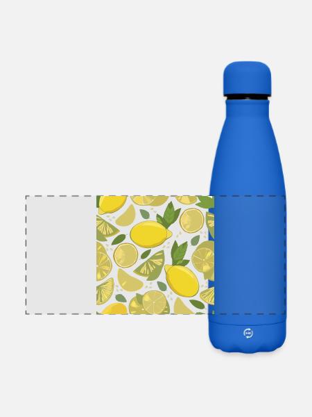Zitronen-Design mit Frischeffekt - Matte Panorama Isolierflasche 500 ml - Königsblau
