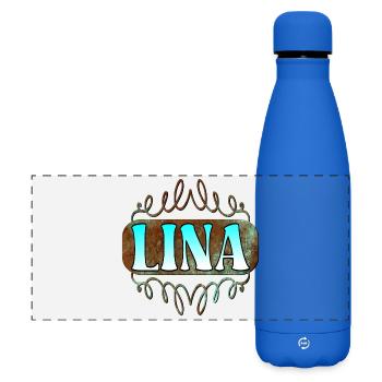 Name gifts for daughter LINA - FIRST NAME GIRL - Matte Panoramic Thermal Bottle 500 ml - royal blue - Front