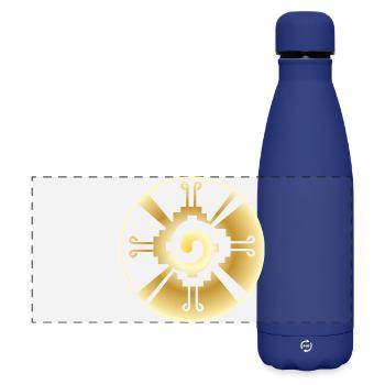 Galactic Butterfly Hunab Ku - aztec symbol - Matte Panoramic Thermal Bottle 500 ml - dark blue  - Front