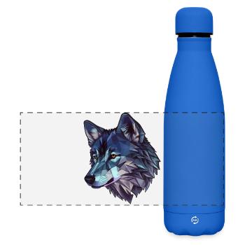 Stilisierter, geometrischer Wolf - Matte Panorama Isolierflasche 500 ml - Königsblau - Vorne