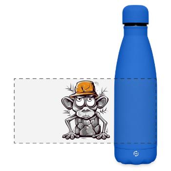 Humorvoller Affe mit Mütze Illustration - Matte Panorama Isolierflasche 500 ml - Königsblau - Vorne
