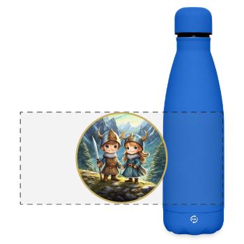 Niedliche nordische Wikinger - Matte Panorama Isolierflasche 500 ml - Königsblau - Vorne