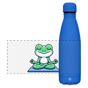 Meditative Amphibie: Der erleuchtete Frosch - Matte Panorama Isolierflasche 500 ml - Königsblau - Vorne