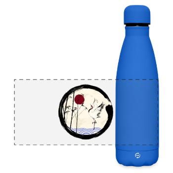 Japanischer Kranich - Matte Panorama Isolierflasche 500 ml - Königsblau - Vorne