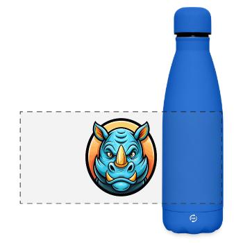 Rhino Colorful Kawaii Cartoon Character Clipart - Matte Panoramic Thermal Bottle 500 ml - royal blue - Front
