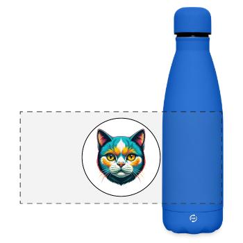 British Shorthair Cat Breed Cartoon Kawaii Animal - Matte Panoramic Thermal Bottle 500 ml - royal blue - Front