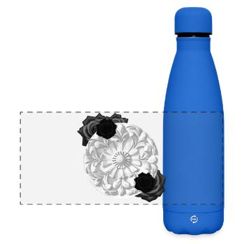 Grabstein Ornament, Rosenblüte, goth - Matte Panorama Isolierflasche 500 ml - Königsblau - Vorne