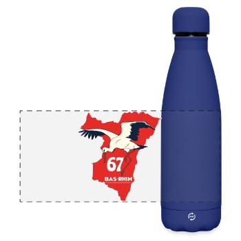 Bas-Rhin - Gourde isotherme panoramique mate 500 ml - bleu foncé  - Devant