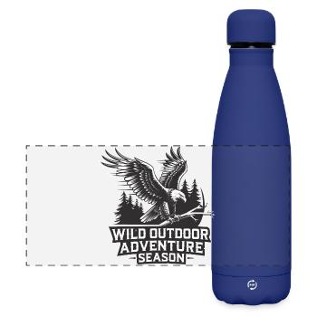 Saison d’aventure sauvage en plein air : Découvrez la nature - Gourde isotherme panoramique mate 500 ml - bleu foncé  - Devant