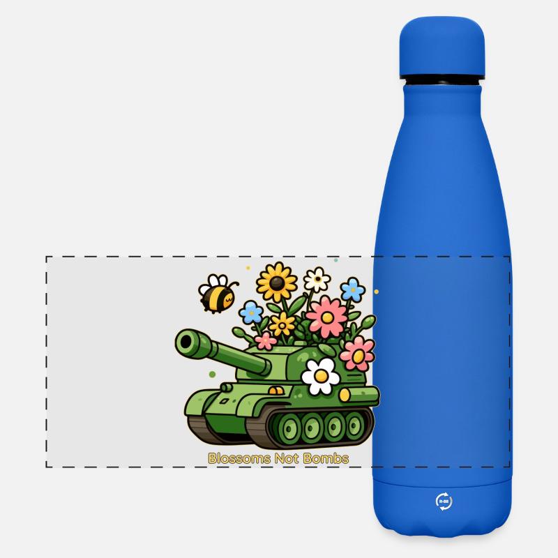 Blüten statt Bomben - Matte Panorama Isolierflasche 500 ml - Königsblau