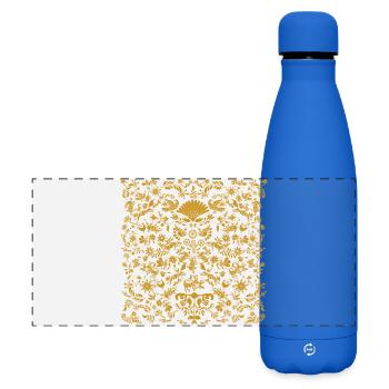 Ornementation Otomi dorée avec motif d’animal ailé - Gourde isotherme panoramique mate 500 ml - bleu roi - Devant