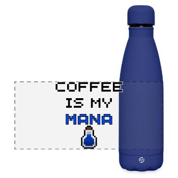 Kaffee ist mein Mana – Gamer Pixel Art T-Shirt - Matte Panorama Isolierflasche 500 ml - Dunkelblau  - Vorne