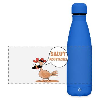 HENS CHICKENS HI MUSTACHE - Matte Panoramic Thermal Bottle 500 ml - royal blue - Front