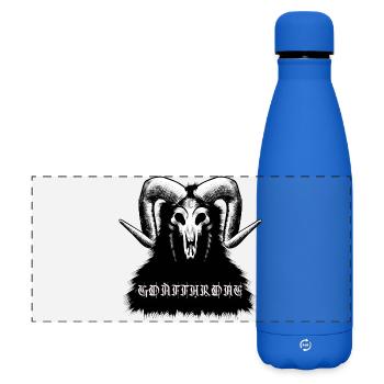 Goatthrone Ziegenthron Design Metal DOOM - Matte Panorama Isolierflasche 500 ml - Königsblau - Vorne