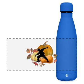 Danseuse dynamique en automne Citrouille Scène Art - Gourde isotherme panoramique mate 500 ml - bleu roi - Devant