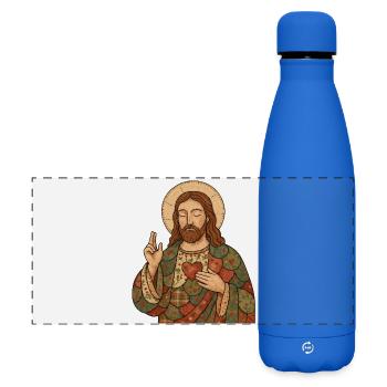 Weihnachten Patchwork Jesus - Matte Panorama Isolierflasche 500 ml - Königsblau - Vorne