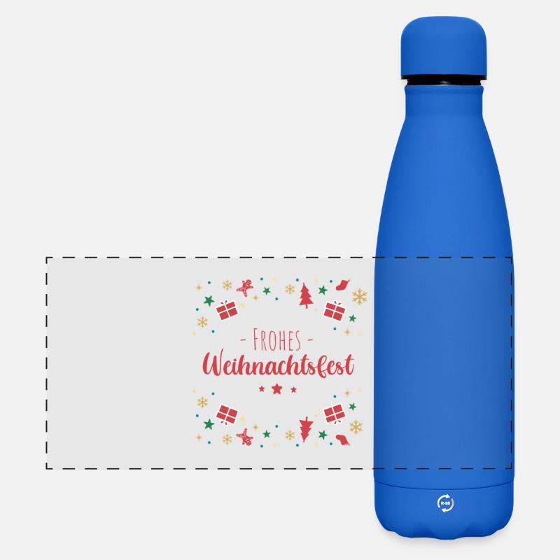 Joyeux Noël - Gourde isotherme panoramique mate 500 ml - bleu roi
