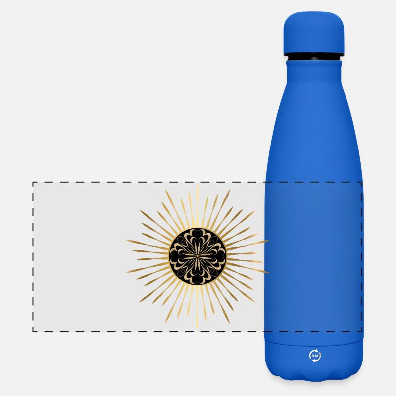 Mandala der Goldenen Sonne - Matte Panorama Isolierflasche 500 ml - Königsblau