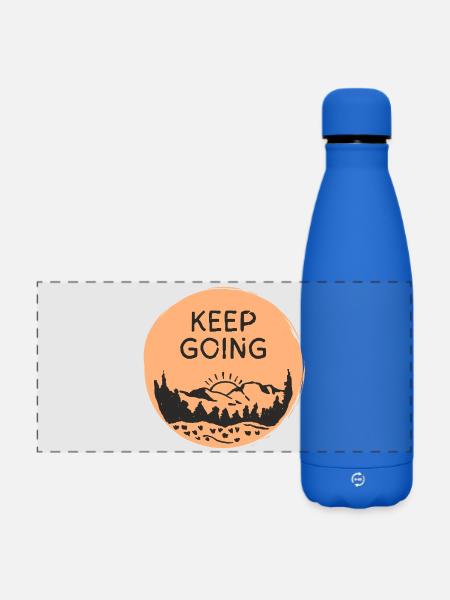 Keep Going / Berglandschaft Sonnenaufgang - Matte Panorama Isolierflasche 500 ml - Königsblau
