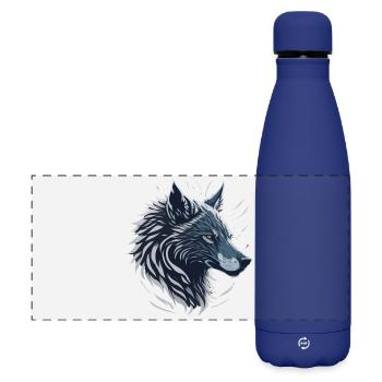 Blue Wolf - Matte Panorama Isolierflasche 500 ml - Dunkelblau  - Vorne