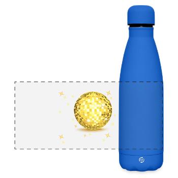 Goldenes Disco-Ball Glanz - Matte Panorama Isolierflasche 500 ml - Königsblau - Vorne