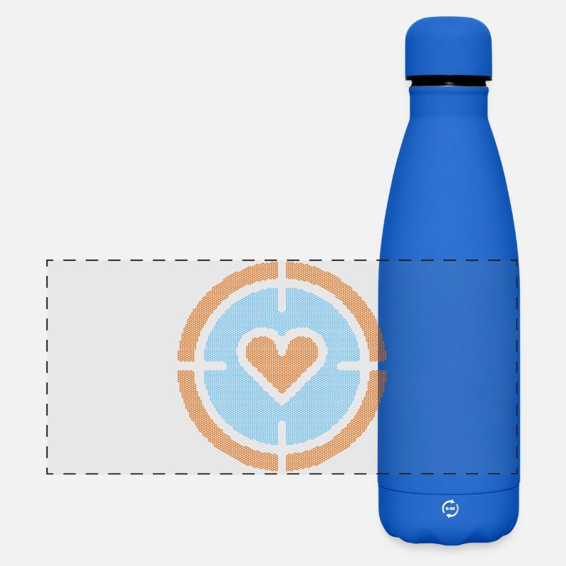Heart in Target Emblem, atomic pattern - Matte Panoramic Thermal Bottle 500 ml - royal blue