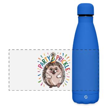 Hedgehog with Party Hat - Party Prickle - Matte Panoramic Thermal Bottle 500 ml - royal blue - Front