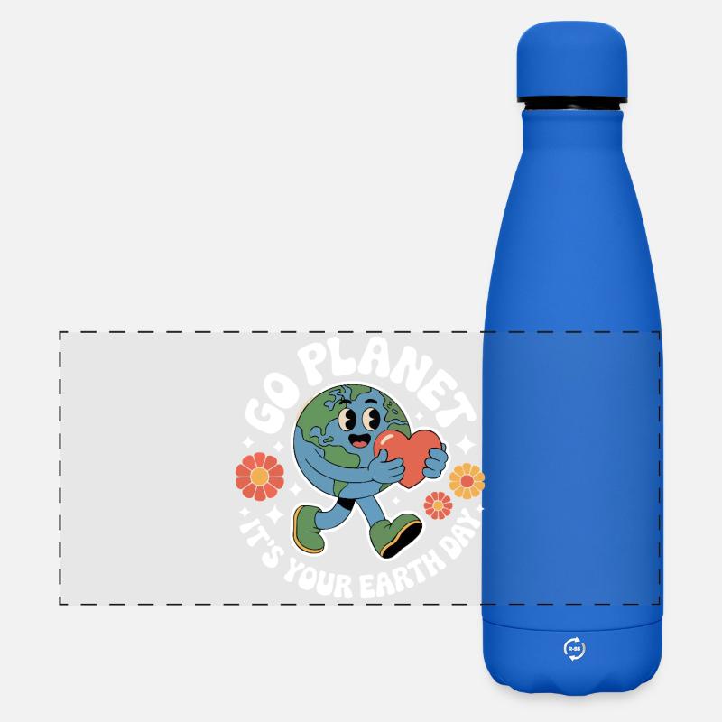 Go Planet It’s Your Earth Day - Matte Panorama Isolierflasche 500 ml - Königsblau
