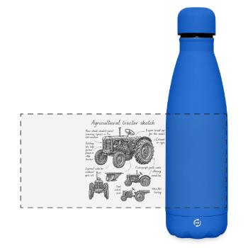 Landwirtschaftlicher Traktor Skizze - Matte Panorama Isolierflasche 500 ml - Königsblau - Vorne