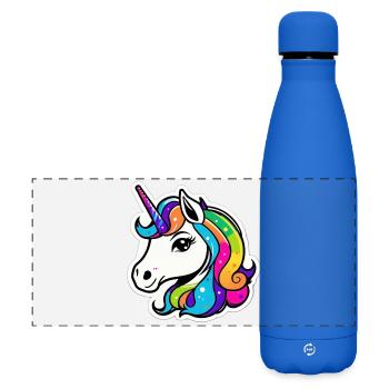 Licorne arc-en-ciel lumineuse - Gourde isotherme panoramique mate 500 ml - bleu roi - Devant
