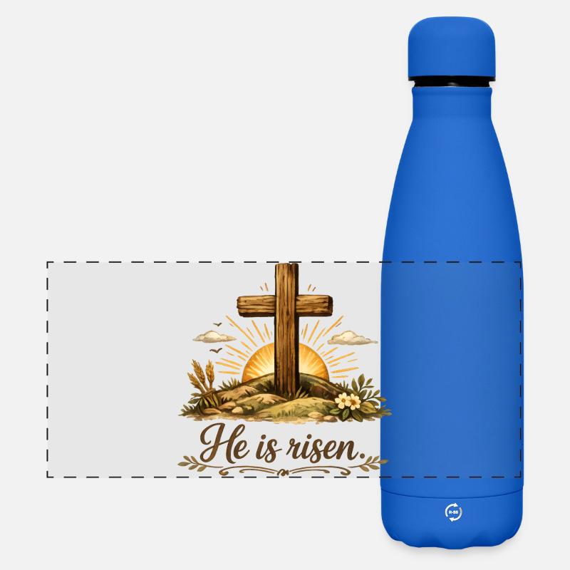 He is risen - Matte Panorama Isolierflasche 500 ml - Königsblau