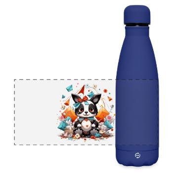 Kawaii Origami Panda im Glitzermeer - Matte Panorama Isolierflasche 500 ml - Dunkelblau  - Vorne