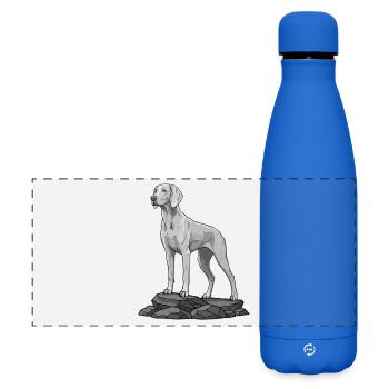 Chien Braque de Weimar sur Rocher Portrait - Gourde isotherme panoramique mate 500 ml - bleu roi - Devant