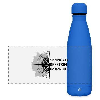 Koordinaten Greetsiel - Matte Panorama Isolierflasche 500 ml - Königsblau - Vorne